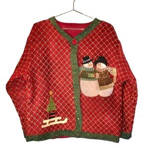 VINTAGE Ugly Christmas Jacket w/Faux Tapestry Look XL/1X